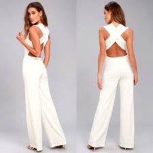 White Lulus Thinking Out Loud Jumpsuit